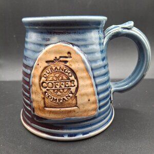 Handcrafted Signed Ceramic Durango Coffee Company Mug Blue Brown